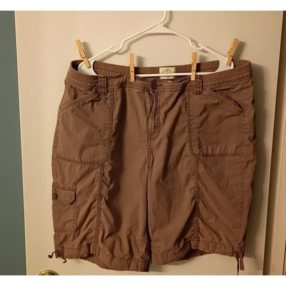 Women's St. John's Bay Casual Shorts Brown Size 18W Cotton and Spandex